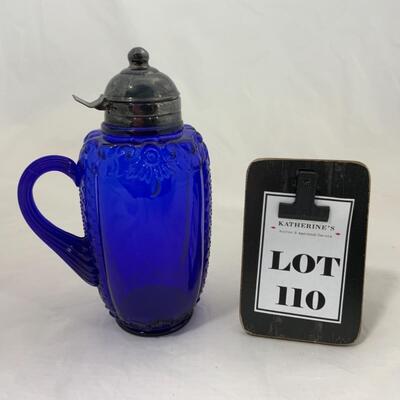 -110- Reproduction | Consolidated Glass | Scroll and Net Syrup | Cobalt