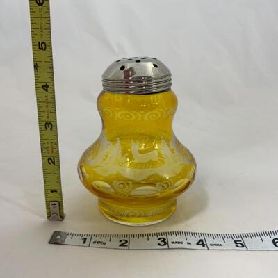 -111- VINTAGE | Yellow Cut-to-Clear | Sugar Shaker