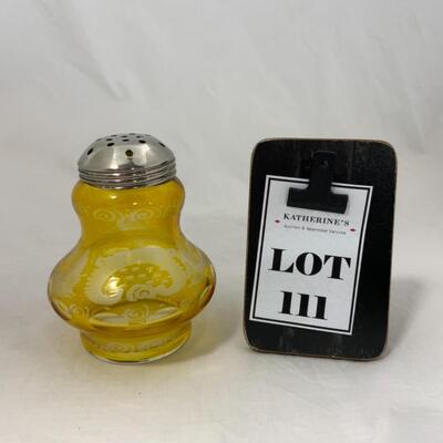 -111- VINTAGE | Yellow Cut-to-Clear | Sugar Shaker