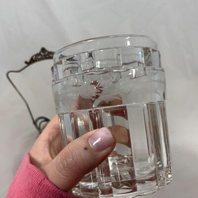 -114- ANTIQUE | Pickle Castor | Lead Crystal Insert | Monarch | Biscuit