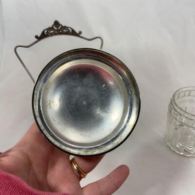 -114- ANTIQUE | Pickle Castor | Lead Crystal Insert | Monarch | Biscuit