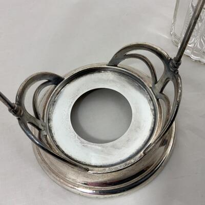 -114- ANTIQUE | Pickle Castor | Lead Crystal Insert | Monarch | Biscuit
