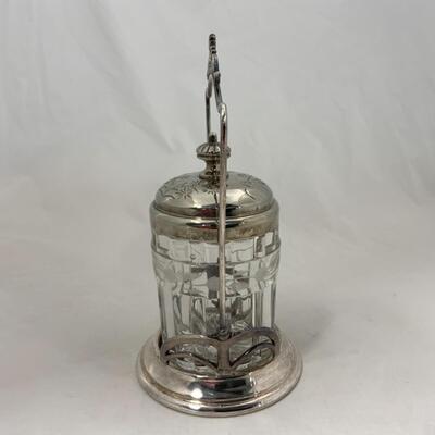 -114- ANTIQUE | Pickle Castor | Lead Crystal Insert | Monarch | Biscuit