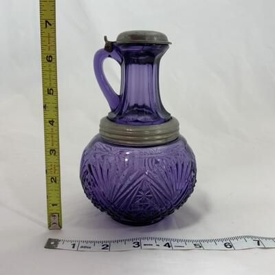 -115- ANTIQUE | Amethyst | Ring-Neck | Fenn Royal | Pressed Glass | Oil Bottle
