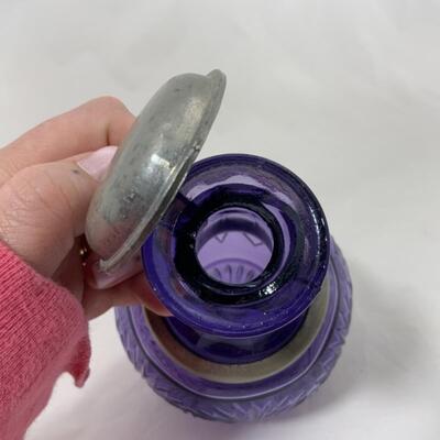 -115- ANTIQUE | Amethyst | Ring-Neck | Fenn Royal | Pressed Glass | Oil Bottle