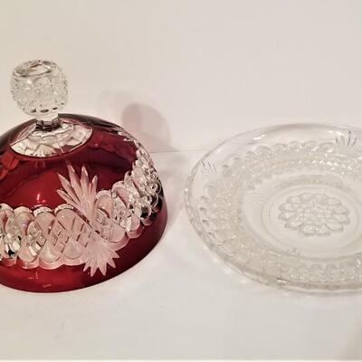 Lot #26  Vintage Flashed Ruby Glass Domed Butter Dish