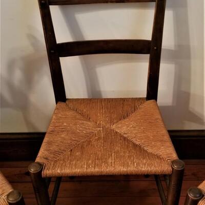 Lot #27  Group of Three matching Rush-bottomed Side Chairs