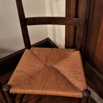 Lot #27  Group of Three matching Rush-bottomed Side Chairs