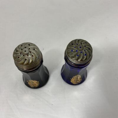 -119- ANTIQUE | Concave Salt & Pepper | Cobalt | Amethyst | Mis-Matched Set