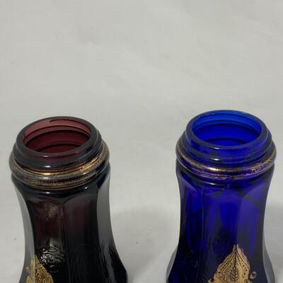 -119- ANTIQUE | Concave Salt & Pepper | Cobalt | Amethyst | Mis-Matched Set
