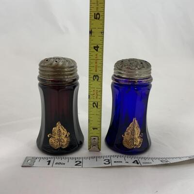 -119- ANTIQUE | Concave Salt & Pepper | Cobalt | Amethyst | Mis-Matched Set