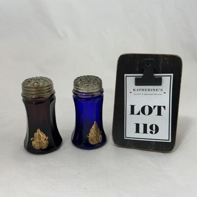 -119- ANTIQUE | Concave Salt & Pepper | Cobalt | Amethyst | Mis-Matched Set