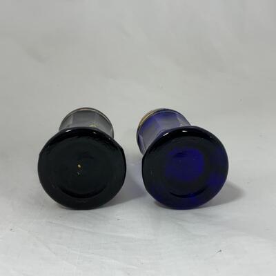 -119- ANTIQUE | Concave Salt & Pepper | Cobalt | Amethyst | Mis-Matched Set