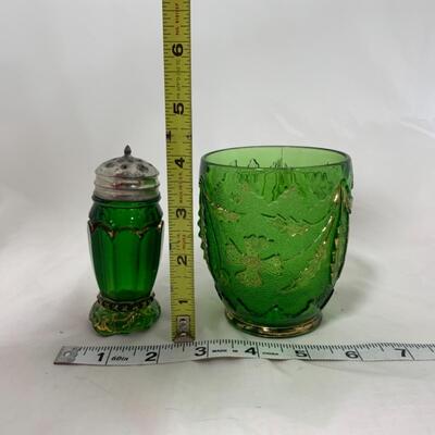 -148- ANTIQUE | Emerald | Salt and Pepper | Spooner | Issues