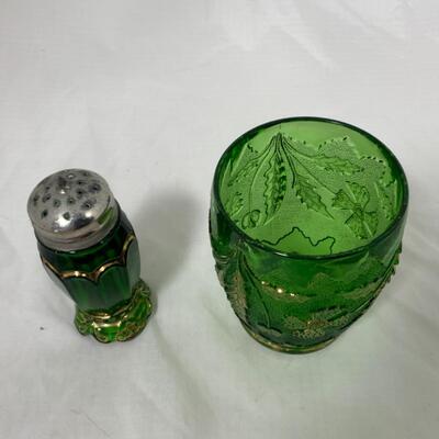 -148- ANTIQUE | Emerald | Salt and Pepper | Spooner | Issues