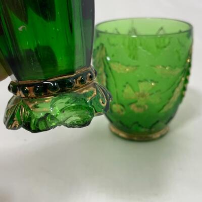 -148- ANTIQUE | Emerald | Salt and Pepper | Spooner | Issues