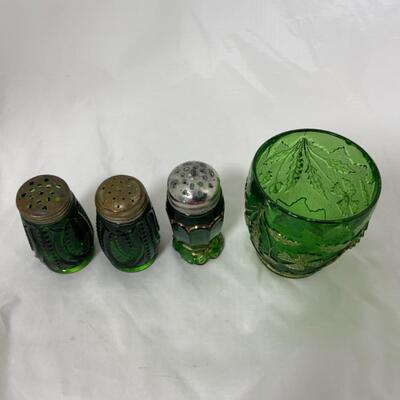 -148- ANTIQUE | Emerald | Salt and Pepper | Spooner | Issues