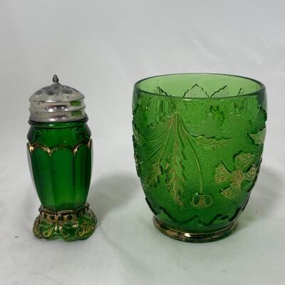 -148- ANTIQUE | Emerald | Salt and Pepper | Spooner | Issues