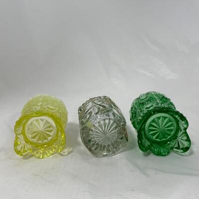 -149- VINTAGE | Toothpick Holders | Green | Floral | Yellow
