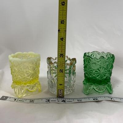 -149- VINTAGE | Toothpick Holders | Green | Floral | Yellow