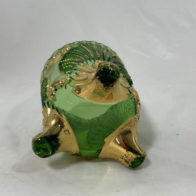 -150- ANTIQUE | Emerald and Gold | Footed Spooner