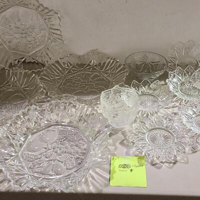 Lot of 13 Glass Plates+Bowls+Cup -Item #417