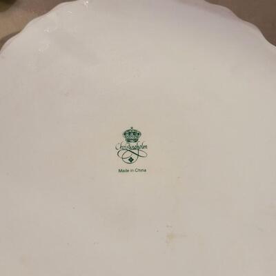 Green Glass Plate+Pie Dish+Pitcher+Relish dish -Item #418