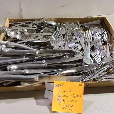 Lot of Spoons Forks Steak Knives and Butter Knives -Item #433