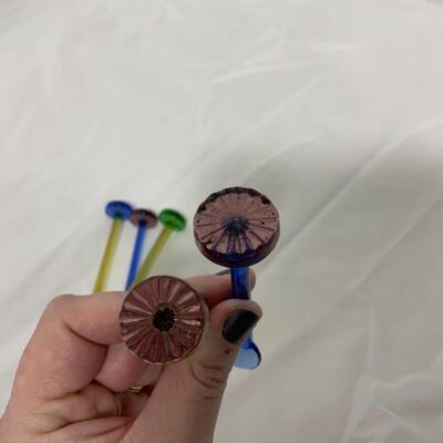 -152- VINTAGE | Northwood Blue Chrysanthemum Sprig Spooner | Swizzle Sticks 