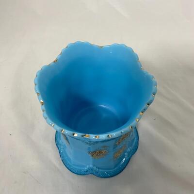 -152- VINTAGE | Northwood Blue Chrysanthemum Sprig Spooner | Swizzle Sticks 