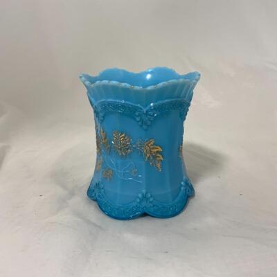 -152- VINTAGE | Northwood Blue Chrysanthemum Sprig Spooner | Swizzle Sticks 