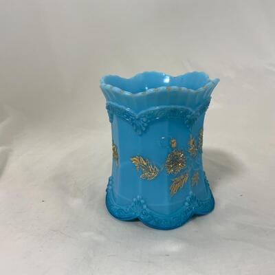 -152- VINTAGE | Northwood Blue Chrysanthemum Sprig Spooner | Swizzle Sticks 