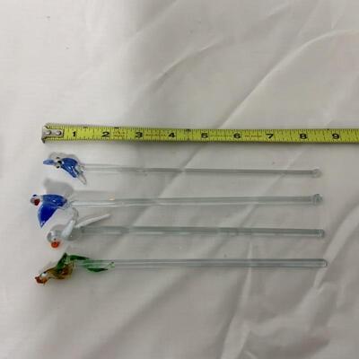 -152- VINTAGE | Northwood Blue Chrysanthemum Sprig Spooner | Swizzle Sticks 