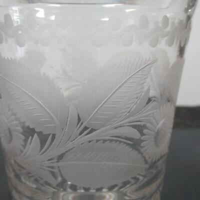 Decorative Etched Flower Vase & Glass Cruet- Vase 8