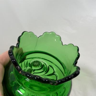 -155- ANTIQUE | Emerald and Gold Spooner | Vase