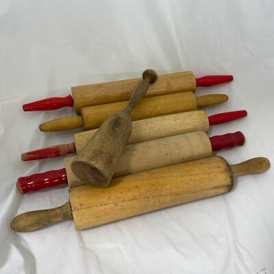 -156- VINTAGE | Five Rolling Pins | One Masher