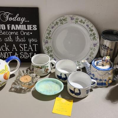 Lot of 14 Misc. Items Avon TeaPot, Avon soap dish -Item #442