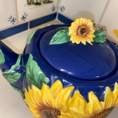 #74 Cobalt Sunflower Teapot Set 