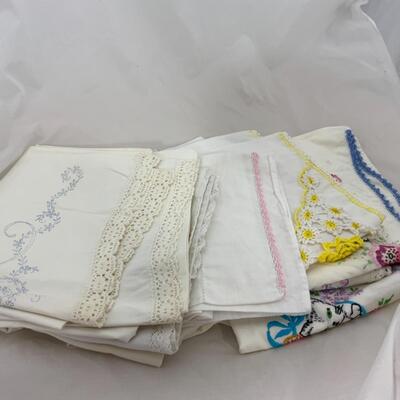 -163- VINTAGE | Linen Pillowcases | 17 total | Sets | Singles