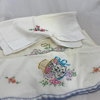-163- VINTAGE | Linen Pillowcases | 17 total | Sets | Singles