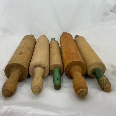 -166- VINTAGE | Rolling Pins | Munising Marked | Green Handle