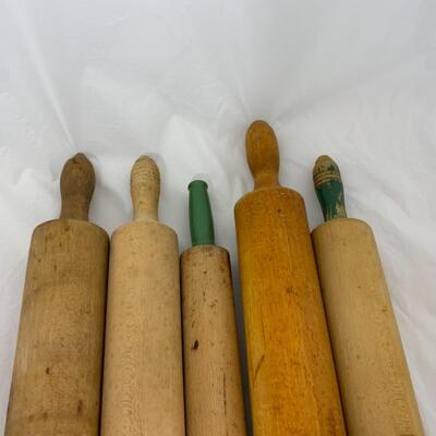 -166- VINTAGE | Rolling Pins | Munising Marked | Green Handle
