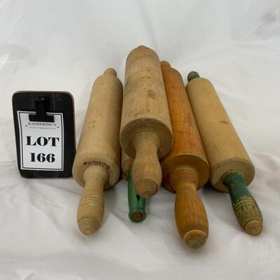 -166- VINTAGE | Rolling Pins | Munising Marked | Green Handle