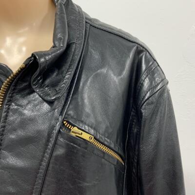 -168- VINTAGE | Black Leather Jacket | Lesco Leather | size 46