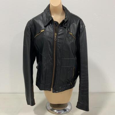 -168- VINTAGE | Black Leather Jacket | Lesco Leather | size 46