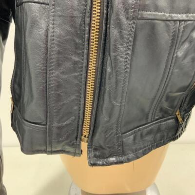 -168- VINTAGE | Black Leather Jacket | Lesco Leather | size 46