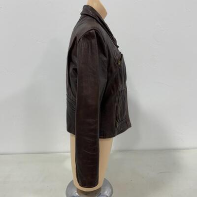 -169- VINTAGE | Womenâ€™s Brown Leather Jacket | Lesco | Size 16