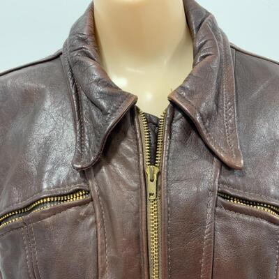 -169- VINTAGE | Womenâ€™s Brown Leather Jacket | Lesco | Size 16