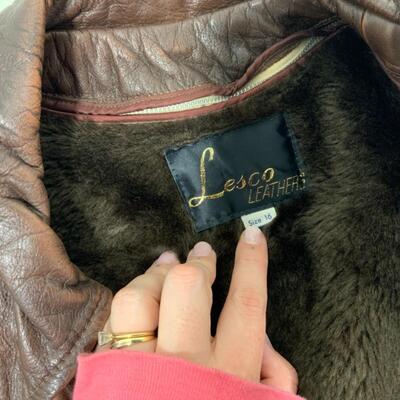 -169- VINTAGE | Womenâ€™s Brown Leather Jacket | Lesco | Size 16
