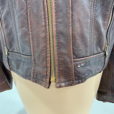 -169- VINTAGE | Womenâ€™s Brown Leather Jacket | Lesco | Size 16
